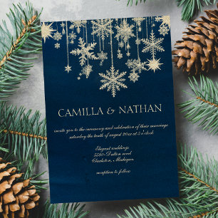 Invitation Blue or snowflake hiver merveilleux Mariage
