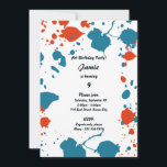 Invitation Blue Orange Kids Art 9e Anniversaire Fête Invitati<br><div class="desc">La carte d'invitation à la fête du 9e anniversaire de l'art des enfants orange bleu présente des gouttes de peinture complémentaires et fait partie de la collection d'accessoires de la fête du jeune art. Customisez le texte de l'invitation d'anniversaire afin que vos invités sachent qui fête, quand et où. 🖹...</div>