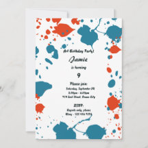 Blue Orange Kids Art 9e Anniversaire Fête Invitati