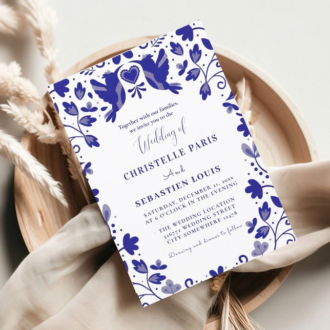 Invitation Blue Papel Picado Mariage inspiré (Créateur téléchargé)