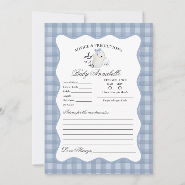 Invitation Blue Pastel Little Boo Ghost Conseil pour Baby Car (Devant)