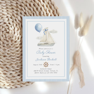 Invitation Blue Pastel Nautical Sail Baby shower