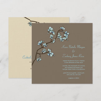Invitation Blue Peach Blossoms Sakura Asiatique Mariage Invit