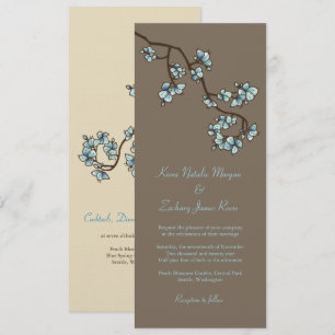 Invitation Blue Peach Blossoms Sakura Asiatique Mariage Invit