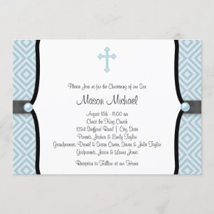 Invitation Blue Pearl Cross Black Blue Christine