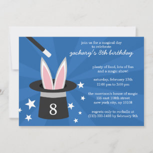 Invitation Blue Peek-a-Boo Rabbit Personnalisé Magie Annivers