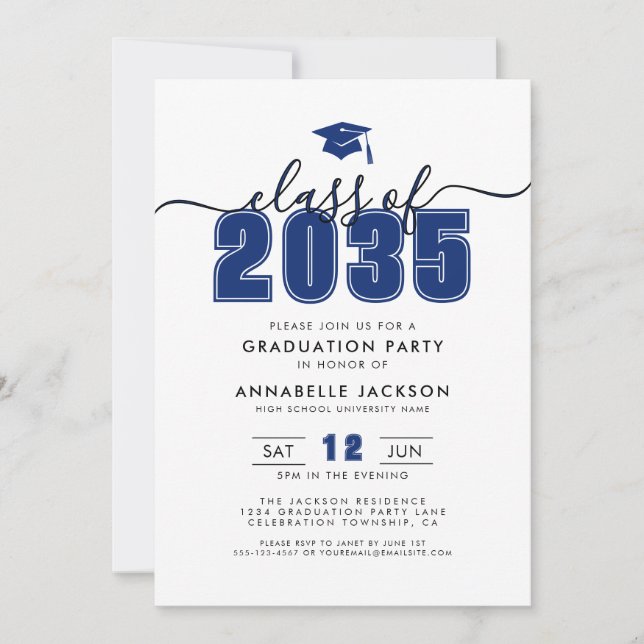 Invitation Blue Photo Graduation Party (Devant)