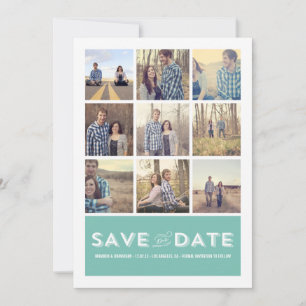 Invitation Blue Photo Grid Enregistrer La Date Annonces