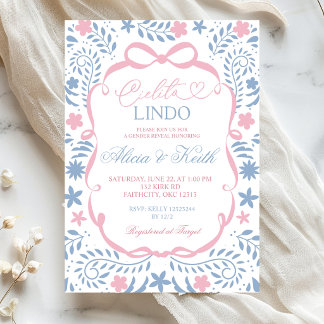 Invitation Blue Pink Cielito Lindo Mexican Gender Reveal
