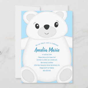 Invitation Blue Polar Bear Anniversaire