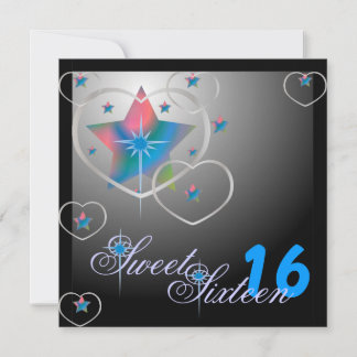 Invitation Blue Prismatic Diamond Star Sweet sixteen-Cust.