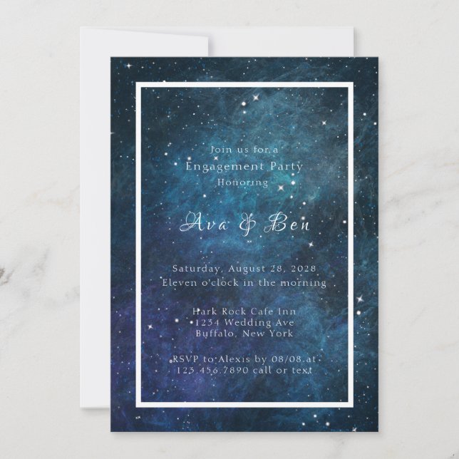 Invitation Blue Purple Galaxy Mariage (Devant)