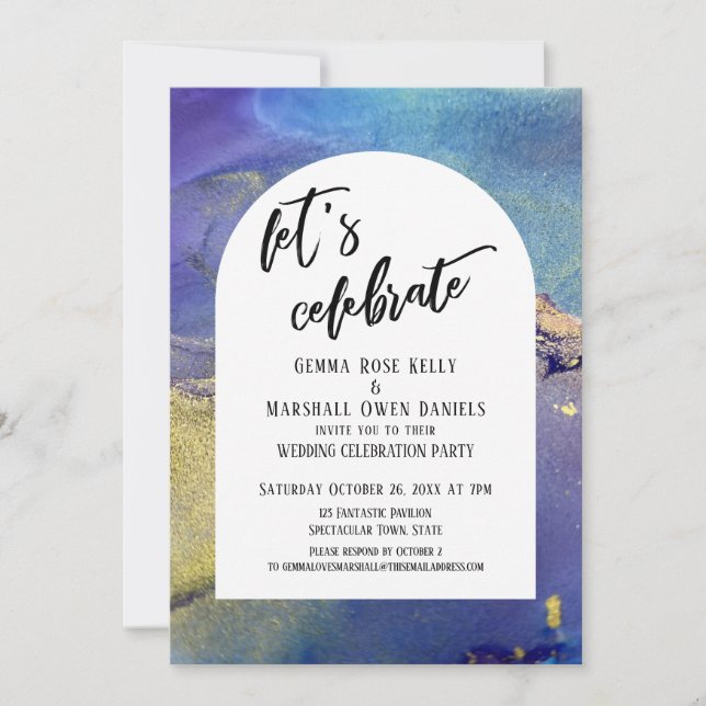 Invitation Blue Purple Gold Inks Célébrons Arch (Devant)