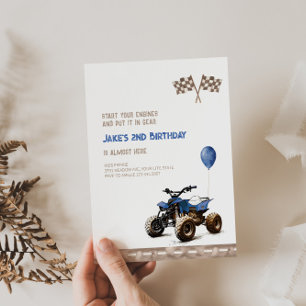 Invitation Blue Quad Bike Quel que soit l'âge Anniversaire In