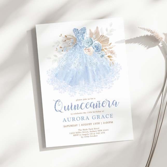 Invitation Blue Quinceañera Princess Robe Mis Quince 15 Años (Créateur téléchargé)