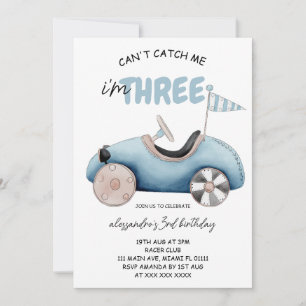 Invitation Blue Race Car 3e anniversaire