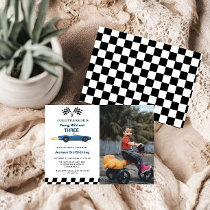 Invitation Blue Race Car Boy 3e fête d'anniversaire