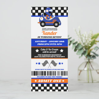 Invitation Blue Race Car Style Billet Anniversaire