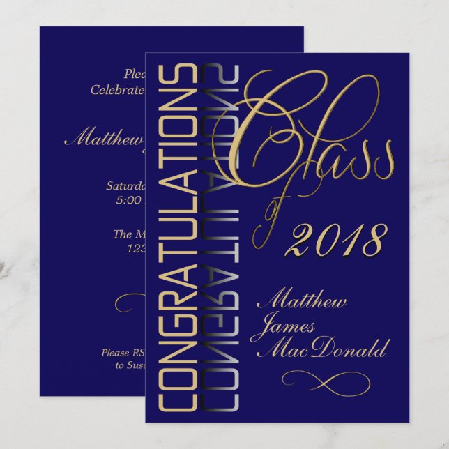 Invitation Blue Reflection 2018 Formal Graduation Party (Devant / Derrière)