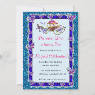 Invitation Blue Ribbon Blue Parties scintillant Royal Princes