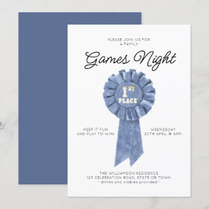 Invitation Blue Ribbon Famille Réunion Famille Jeux Nuit