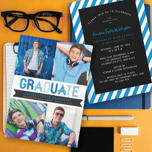 Invitation Blue Ribbon Graduate Photo Party