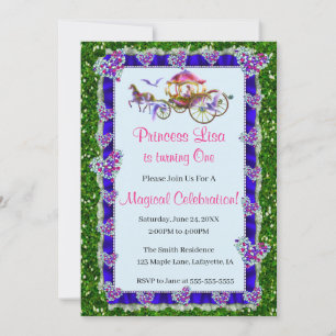 Invitation Blue Ribbon Green Parties scintillant Royal Prince
