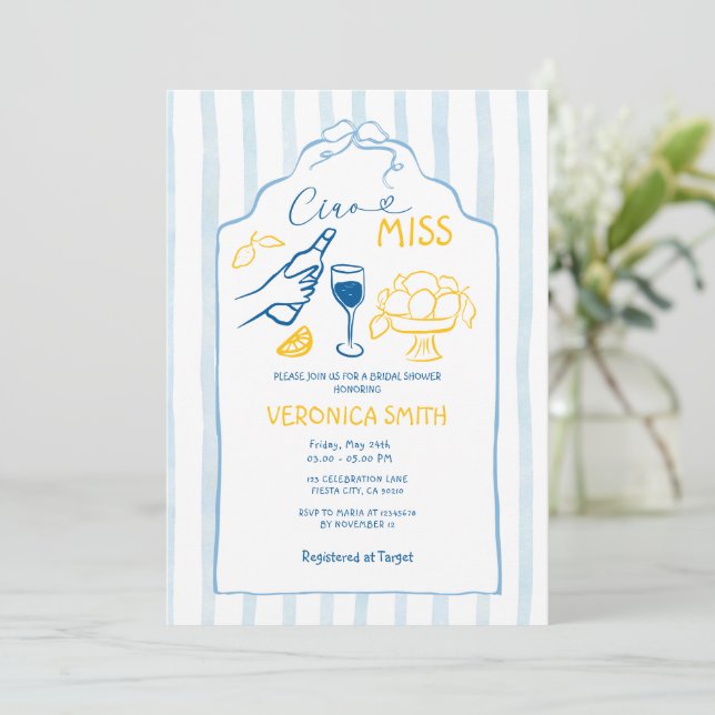 Invitation Blue Ribbon Italy Ciao Miss Lemon  Bridal Shower (Debout devant)