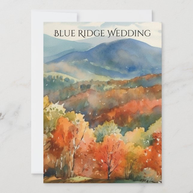Invitation Blue Ridge Mountains Fall Watercolor Wedding  (Devant)