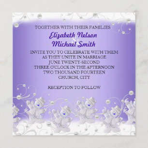 Invitation Blue Romantic Snowman Mariage