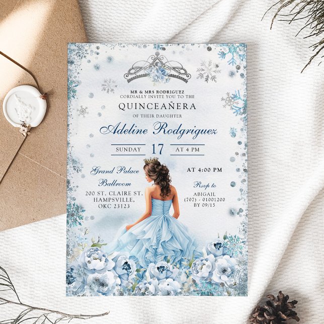 Invitation Blue Royal Princess Mexicaine Fille 16e anniversai (Créateur téléchargé)