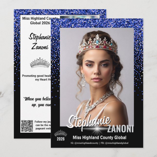 Invitation Blue Royale Pageant Autograph Card | QR Code (Devant / Derrière)