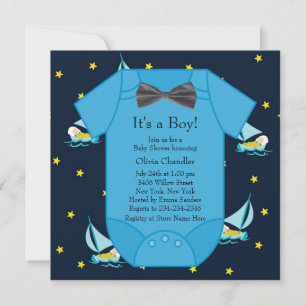 Invitation Blue Sailboat Baby Boy Douche
