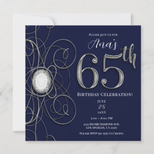 Invitation Blue Sapphire & Silver Diamond 65 65e anniversaire