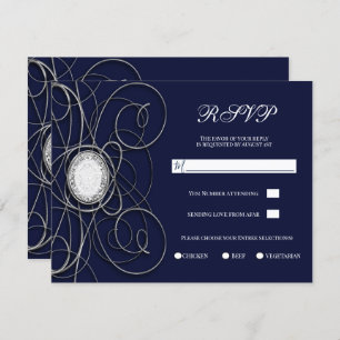 Invitation Blue Sapphire & Silver Diamond Anniversaire RSVP