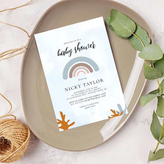 Invitation Blue Sea Boho Rainbow Baby shower (Créateur téléchargé)