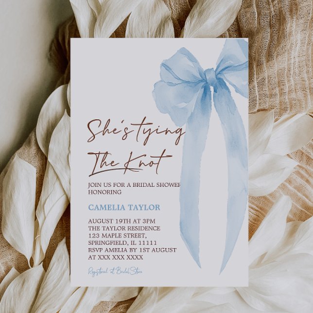 Invitation Blue She's Tying The Knot Mariage (Créateur téléchargé)