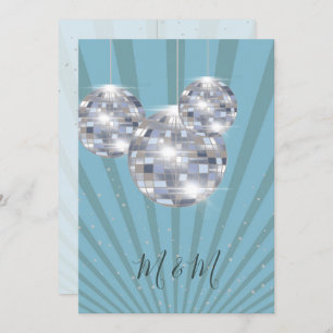 Invitation Blue Silver Disco Sun Rays Chic Mariage