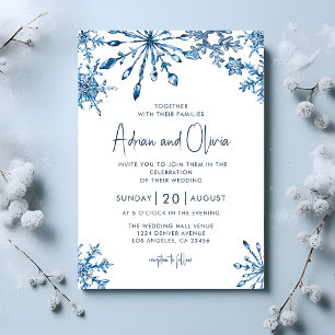 Invitation Blue Simple Winter merveilleuse Mariage Snowflake