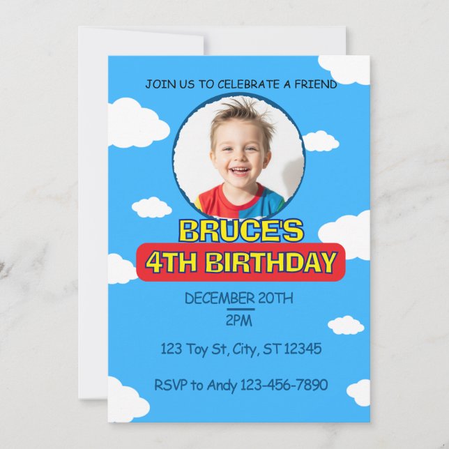 INVITATION BLUE SKY AMIE FRIEND BANTHDAY PARTY (Devant)