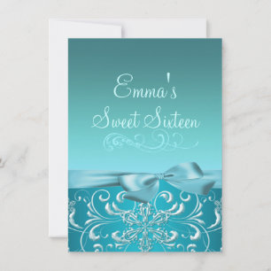 Invitation Blue Snow Flake & Bow Image Anniversaire Invitatio
