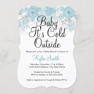Invitation Blue Snowflake Baby Il fait froid dehors Baby show