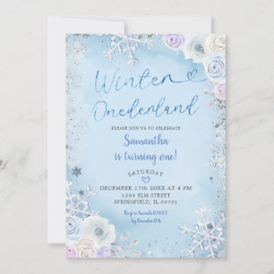 Invitation Blue Snowflake Hiver Merveilles Anniversaire