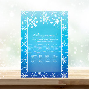 Invitation Blue Snowflake Qui est mon Baby shower maman jeu