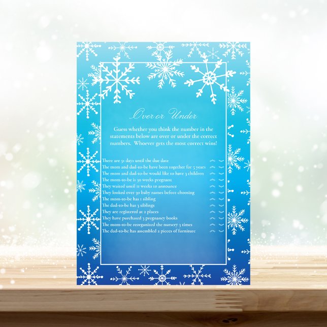 Invitation Blue Snowflake sur ou sous le jeu de Baby shower (Créateur téléchargé)