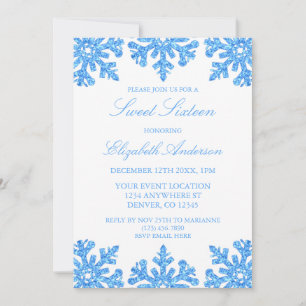 Invitation Blue Snowflake Sweet hiver 16