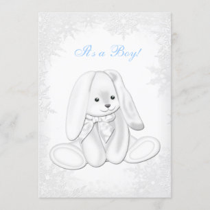 Invitation Blue Snowflake Winter Wonderland Baby Boy Shoy