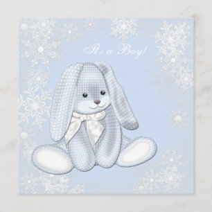 Invitation Blue Snowflake Winter Wonderland Baby Boy Shoy