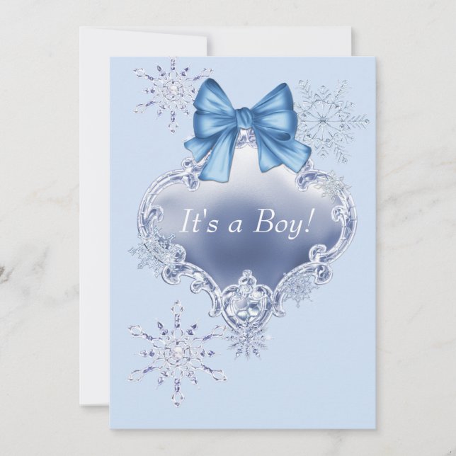Invitation Blue Snowflake Winter Wonderland Baby shower (Devant)