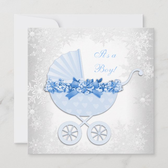 Invitation Blue Snowflake Winter Wonderland Baby shower (Devant)